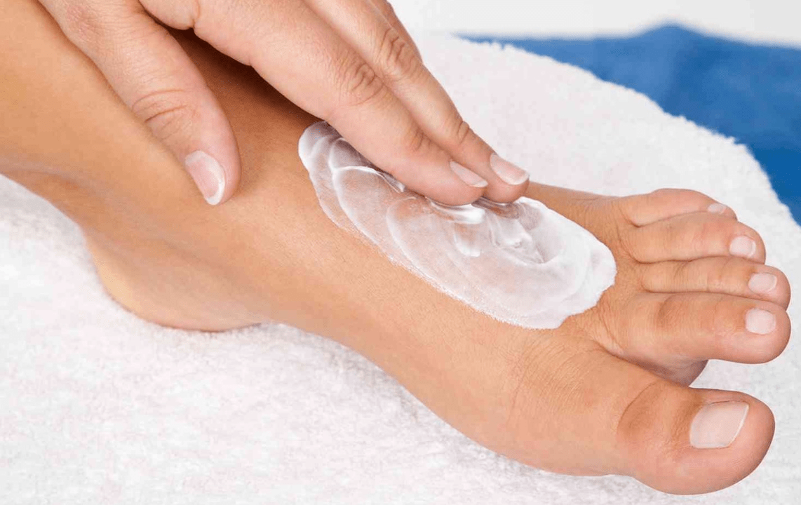 apply ointment against foot fungus